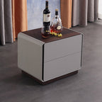 Contemporary Nordic High Gloss Bedside Table - Rounded Corners 2 Drawers Nightstand For Bedroom Lumendat