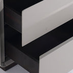 Contemporary Nordic High Gloss Bedside Table - Rounded Corners 2 Drawers Nightstand For Bedroom Lumendat