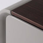 Contemporary Nordic High Gloss Bedside Table - Rounded Corners 2 Drawers Nightstand For Bedroom Lumendat