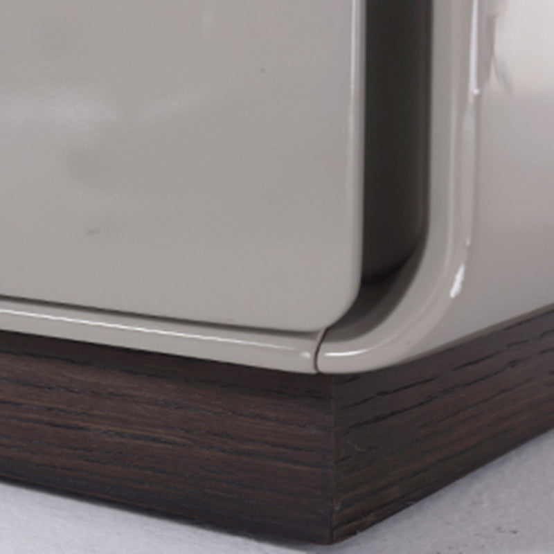 Contemporary Nordic High Gloss Bedside Table - Rounded Corners 2 Drawers Nightstand For Bedroom Lumendat
