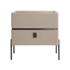 Contemporary Nordic Sintered Stone Bedside Table - 2 Drawers Alloy Legs Nightstand For Bedroom Lumendat
