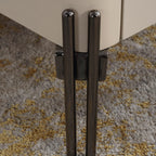 Contemporary Nordic Sintered Stone Bedside Table - 2 Drawers Alloy Legs Nightstand For Bedroom Lumendat