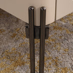 Contemporary Scandinavian Hidden Handle Asymmetry Bedside Table - 2 Drawers Titanium Alloy Base Nightstand For Bedroom Lumendat