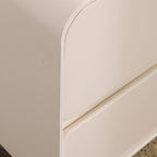 Contemporary Nordic Soft-Edge Curves Bedside Table - 2 Drawers Metal Ball Legs Nightstand For Bedroom Lumendat