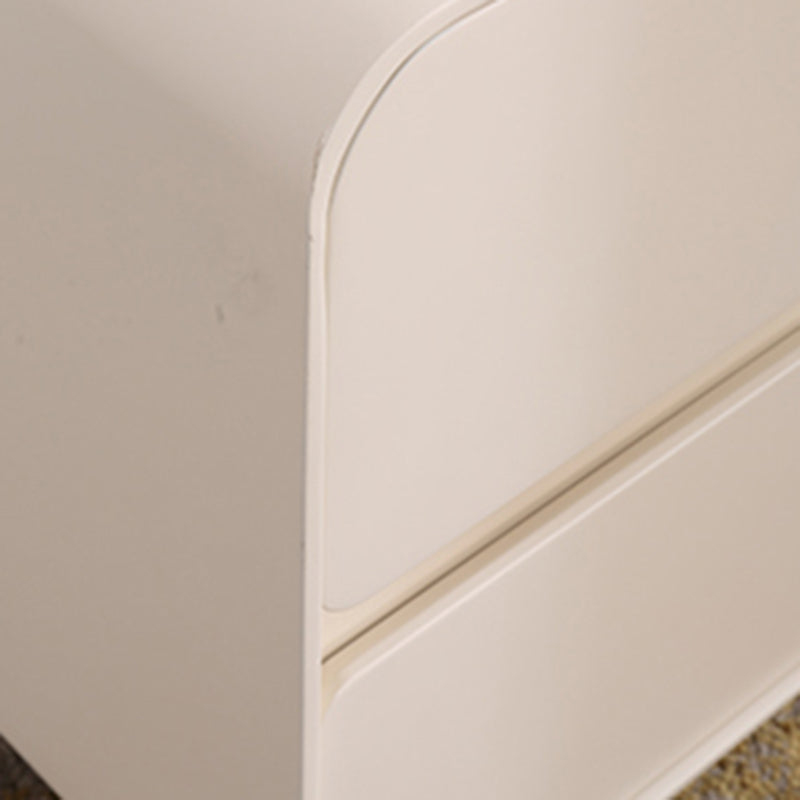 Contemporary Nordic Soft-Edge Curves Bedside Table - 2 Drawers Metal Ball Legs Nightstand For Bedroom Lumendat