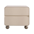 Contemporary Nordic Soft-Edge Curves Bedside Table - 2 Drawers Metal Ball Legs Nightstand For Bedroom Lumendat