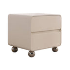 Contemporary Nordic Soft-Edge Curves Bedside Table - 2 Drawers Metal Ball Legs Nightstand For Bedroom Lumendat