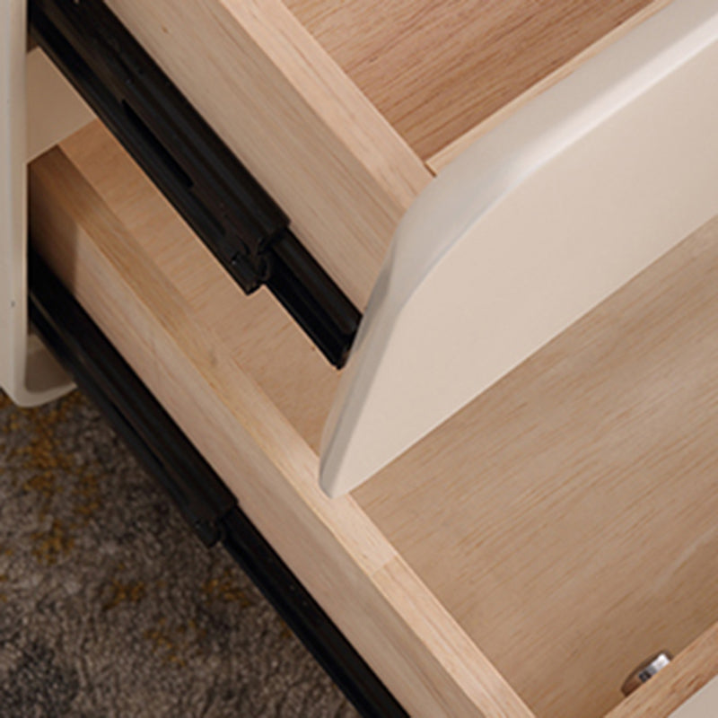 Contemporary Nordic Soft-Edge Curves Bedside Table - 2 Drawers Metal Ball Legs Nightstand For Bedroom Lumendat