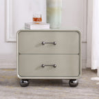 Contemporary Creative Soft Corners Metal Pulls Bedside Table - 2 Drawer Ball Legs Nightstand For Bedroom Lumendat