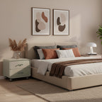 Contemporary Creative Soft Corners Metal Pulls Bedside Table - 2 Drawer Ball Legs Nightstand For Bedroom Lumendat