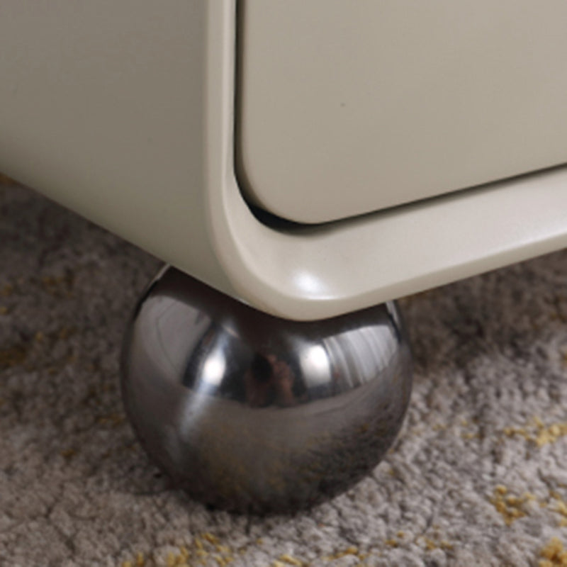 Contemporary Creative Soft Corners Metal Pulls Bedside Table - 2 Drawer Ball Legs Nightstand For Bedroom Lumendat
