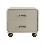 Contemporary Creative Soft Corners Metal Pulls Bedside Table - 2 Drawer Ball Legs Nightstand For Bedroom Lumendat