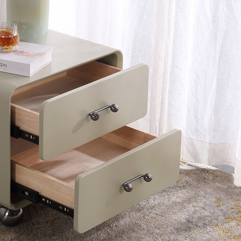 Contemporary Creative Soft Corners Metal Pulls Bedside Table - 2 Drawer Ball Legs Nightstand For Bedroom Lumendat