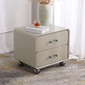 Contemporary Creative Soft Corners Metal Pulls Bedside Table - 2 Drawer Ball Legs Nightstand For Bedroom Lumendat
