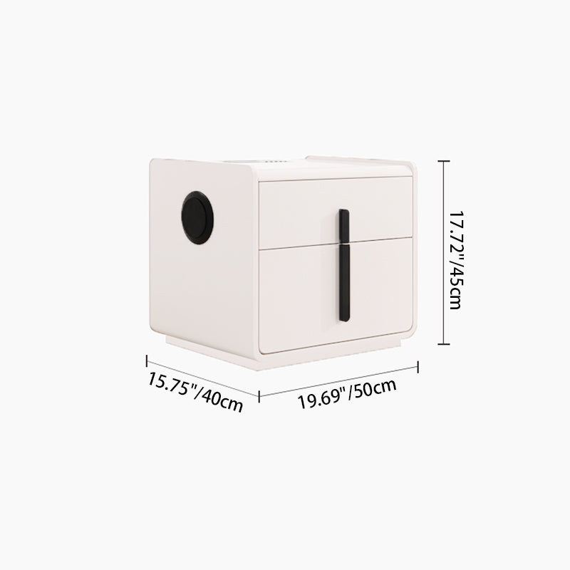 Contemporary Creative Smart Wireless Charger Bedside Table - 2 Drawers Square Nightstand For Bedroom Lumendat