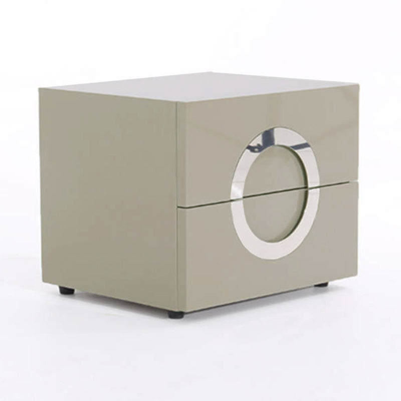 Modern Minimalist Circle Handle Nightstand - Eco MDF 2 Drawers Bedside Table For Bedroom Lumendat
