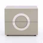 Modern Minimalist Circle Handle Nightstand - Eco MDF 2 Drawers Bedside Table For Bedroom Lumendat