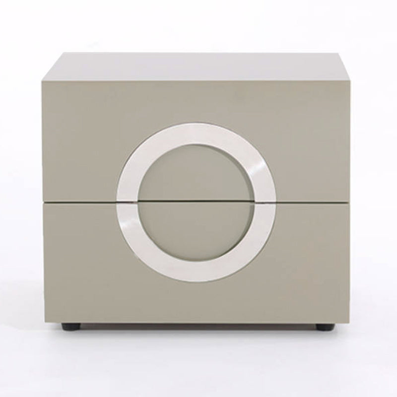Modern Minimalist Circle Handle Nightstand - Eco MDF 2 Drawers Bedside Table For Bedroom Lumendat