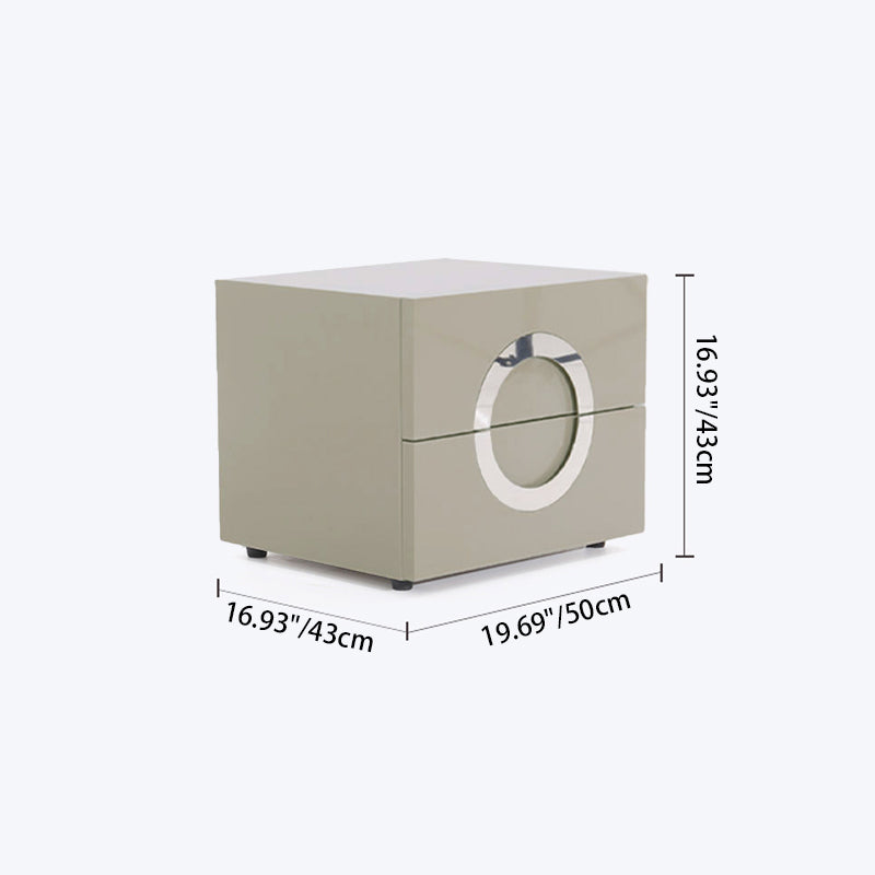 Modern Minimalist Circle Handle Nightstand - Eco MDF 2 Drawers Bedside Table For Bedroom Lumendat