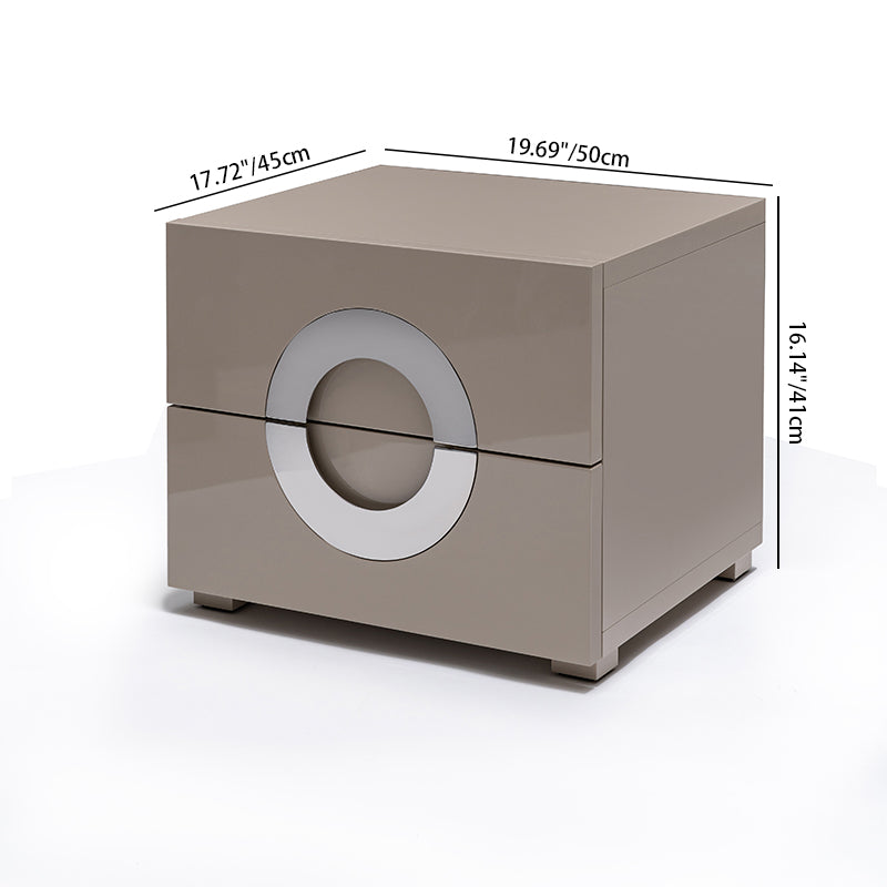 Modern Minimalist Circle Handle Nightstand - Eco MDF 2 Drawers Bedside Table For Bedroom Lumendat