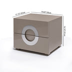 Modern Minimalist Circle Handle Nightstand - Eco MDF 2 Drawers Bedside Table For Bedroom Lumendat