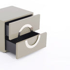 Modern Minimalist Circle Handle Nightstand - Eco MDF 2 Drawers Bedside Table For Bedroom Lumendat