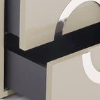 Modern Minimalist Circle Handle Nightstand - Eco MDF 2 Drawers Bedside Table For Bedroom Lumendat