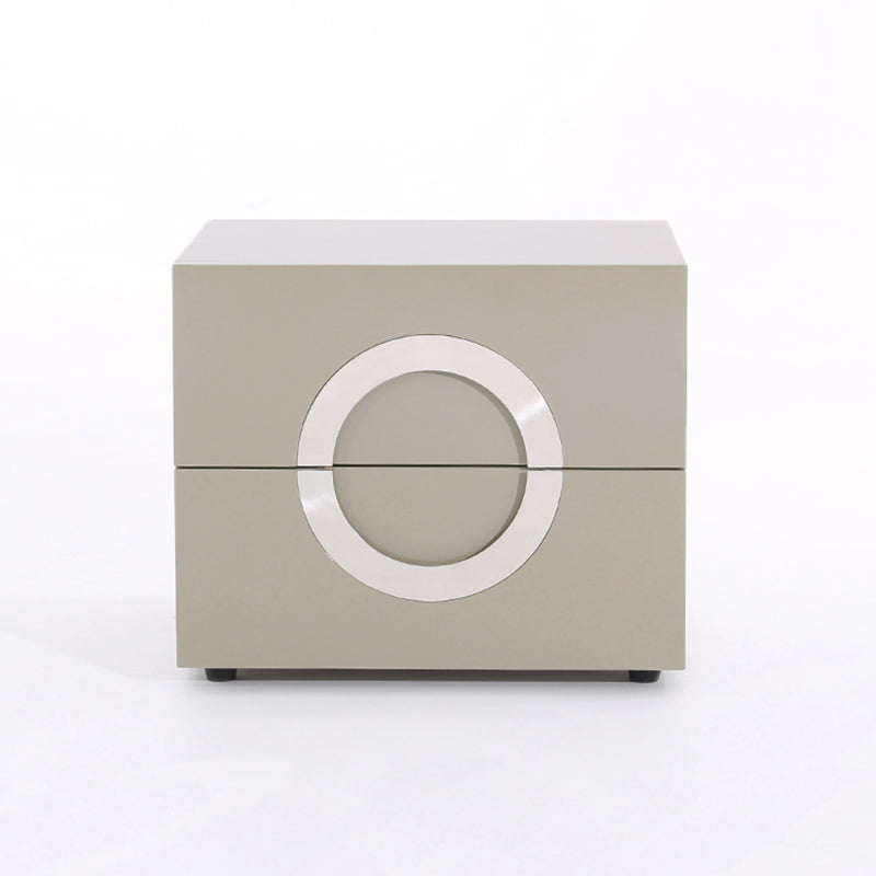 Modern Minimalist Circle Handle Nightstand - Eco MDF 2 Drawers Bedside Table For Bedroom Lumendat
