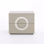 Modern Minimalist Circle Handle Nightstand - Eco MDF 2 Drawers Bedside Table For Bedroom Lumendat