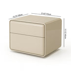 Modern Minimalist Smooth Edge 2 Drawers Nightstand - Curved Corners Bedside Table For Bedroom Lumendat