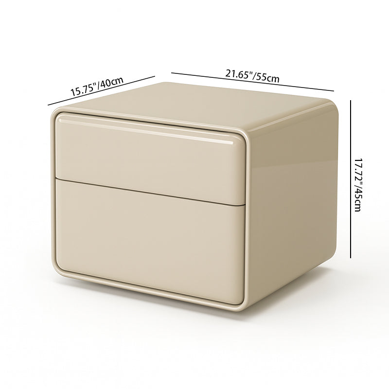 Modern Minimalist Smooth Edge 2 Drawers Nightstand - Curved Corners Bedside Table For Bedroom Lumendat