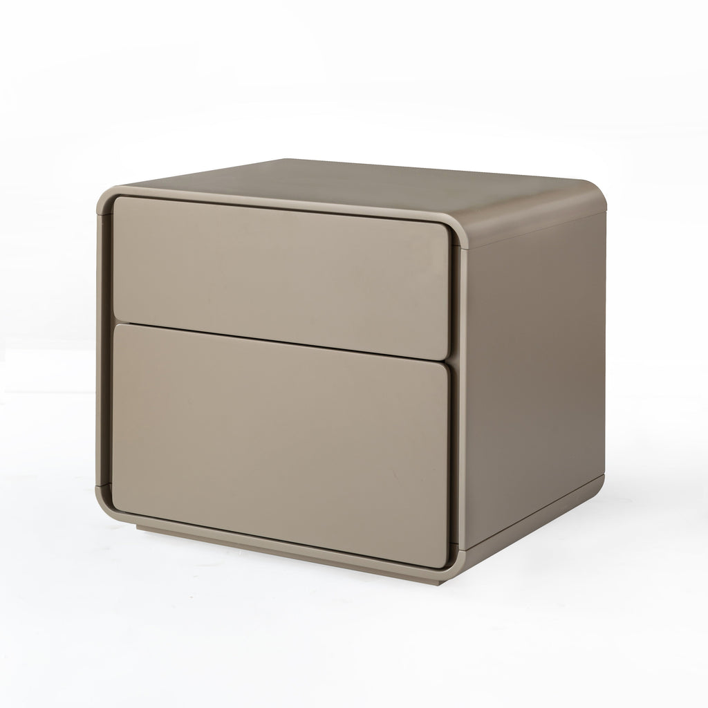 Modern Minimalist Smooth Edge 2 Drawers Nightstand - Curved Corners Bedside Table For Bedroom Lumendat