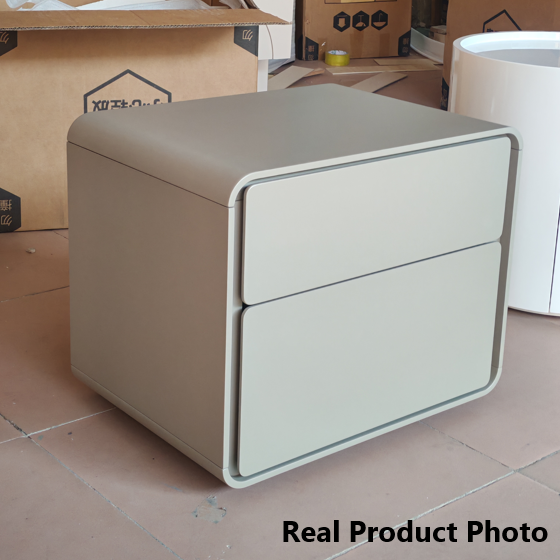 Modern Minimalist Smooth Edge 2 Drawers Nightstand - Curved Corners Bedside Table For Bedroom Lumendat