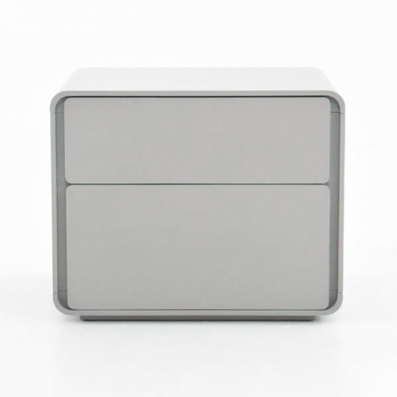 Modern Minimalist Smooth Edge 2 Drawers Nightstand - Curved Corners Bedside Table For Bedroom Lumendat