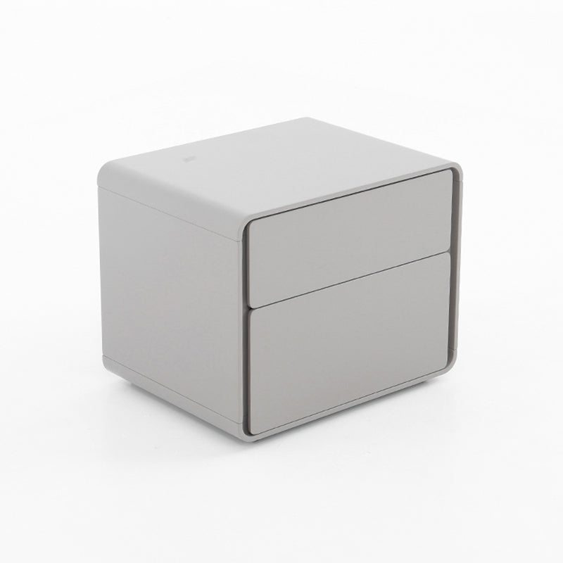 Modern Minimalist Smooth Edge 2 Drawers Nightstand - Curved Corners Bedside Table For Bedroom Lumendat
