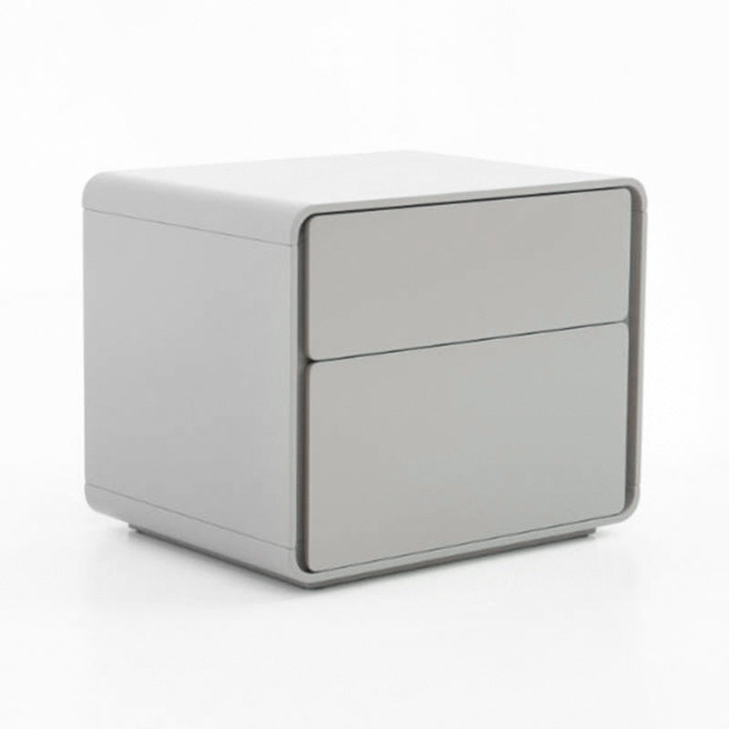Modern Minimalist Smooth Edge 2 Drawers Nightstand - Curved Corners Bedside Table For Bedroom Lumendat