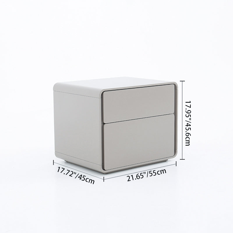 Modern Minimalist Smooth Edge 2 Drawers Nightstand - Curved Corners Bedside Table For Bedroom Lumendat