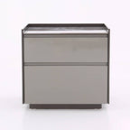 Contemporary Scandinavian Sintered Stone Bedside Table - Silent Soft-Close 2 Drawers Nightstand For Bedroom Lumendat