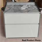 Contemporary Scandinavian Sintered Stone Bedside Table - Silent Soft-Close 2 Drawers Nightstand For Bedroom Lumendat