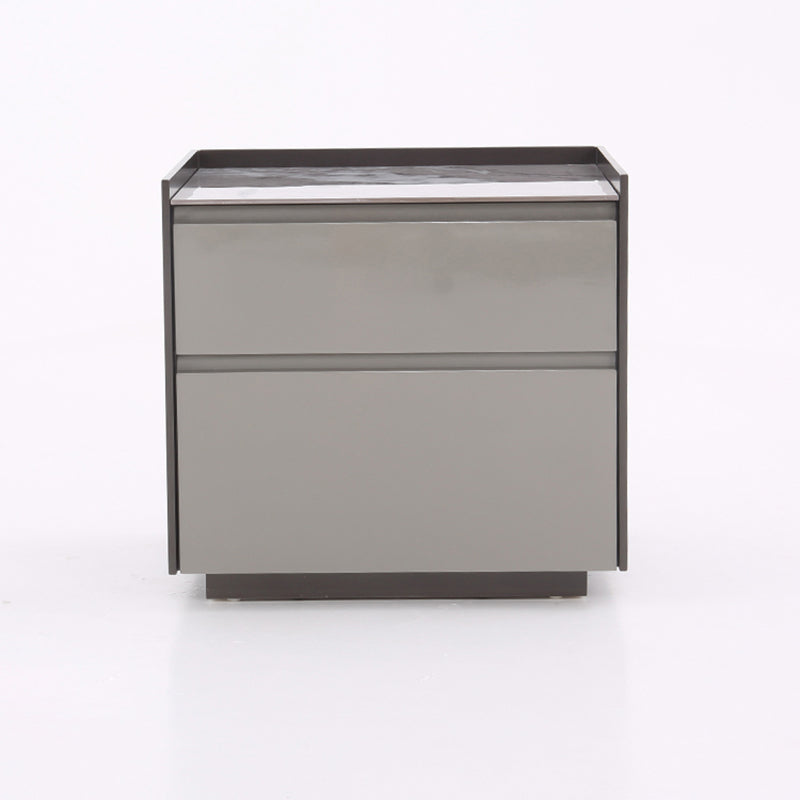 Contemporary Scandinavian Sintered Stone Bedside Table - Silent Soft-Close 2 Drawers Nightstand For Bedroom Lumendat