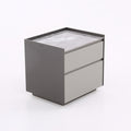Contemporary Scandinavian Sintered Stone Bedside Table - Silent Soft-Close 2 Drawers Nightstand For Bedroom Lumendat