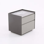 Contemporary Scandinavian Sintered Stone Bedside Table - Silent Soft-Close 2 Drawers Nightstand For Bedroom Lumendat
