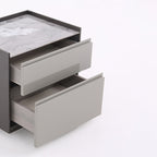Contemporary Scandinavian Sintered Stone Bedside Table - Silent Soft-Close 2 Drawers Nightstand For Bedroom Lumendat