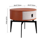 Contemporary Round Accent Bedside Cabinet - Metal Legs 1 Drawer Nightstand For Bedroom Lumendat