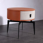 Contemporary Round Accent Bedside Cabinet - Metal Legs 1 Drawer Nightstand For Bedroom Lumendat