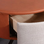 Contemporary Round Accent Bedside Cabinet - Metal Legs 1 Drawer Nightstand For Bedroom Lumendat