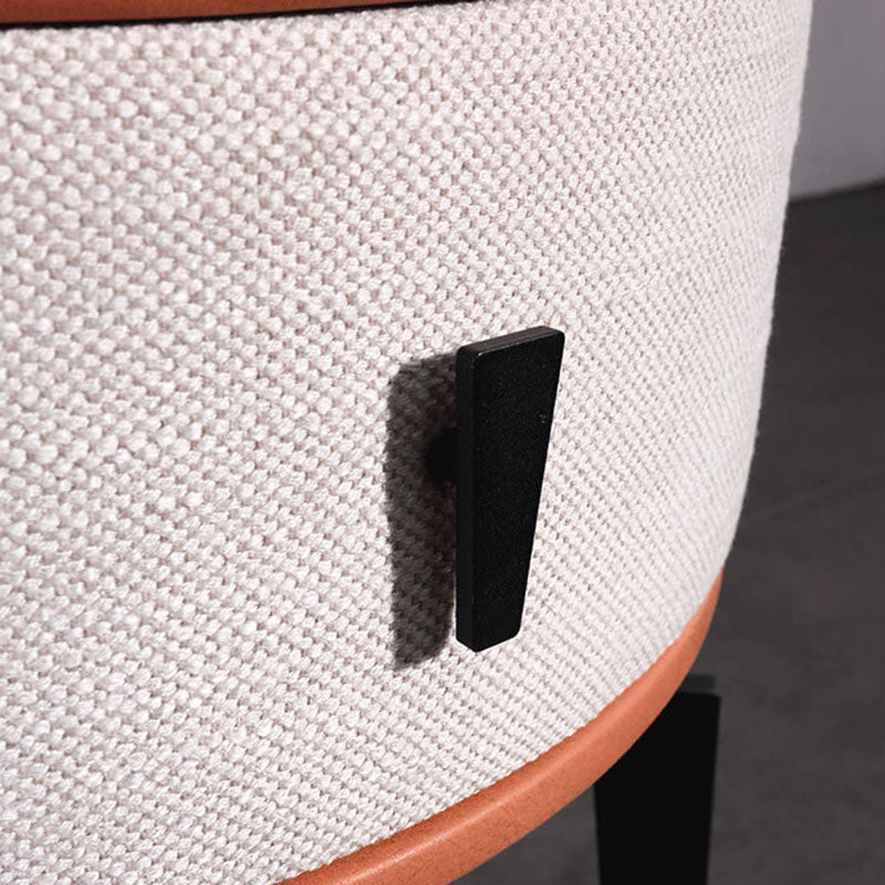 Contemporary Round Accent Bedside Cabinet - Metal Legs 1 Drawer Nightstand For Bedroom Lumendat