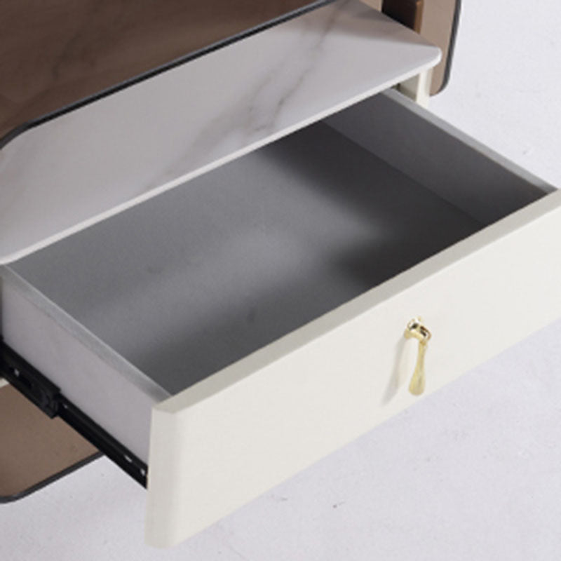 Contemporary Creative Clear Acrylic Bedside Table - Gold Metal Legs 1 Drawer Nightstand For Bedroom Lumendat