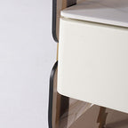 Contemporary Creative Clear Acrylic Bedside Table - Gold Metal Legs 1 Drawer Nightstand For Bedroom Lumendat