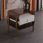 Contemporary Creative Clear Acrylic Bedside Table - Gold Metal Legs 1 Drawer Nightstand For Bedroom Lumendat